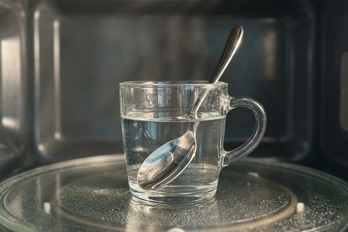 Włóż metalową łyżkę do mikrofali. Ten jeden trik uratuje Cię przed "eksplozją" wrzątku